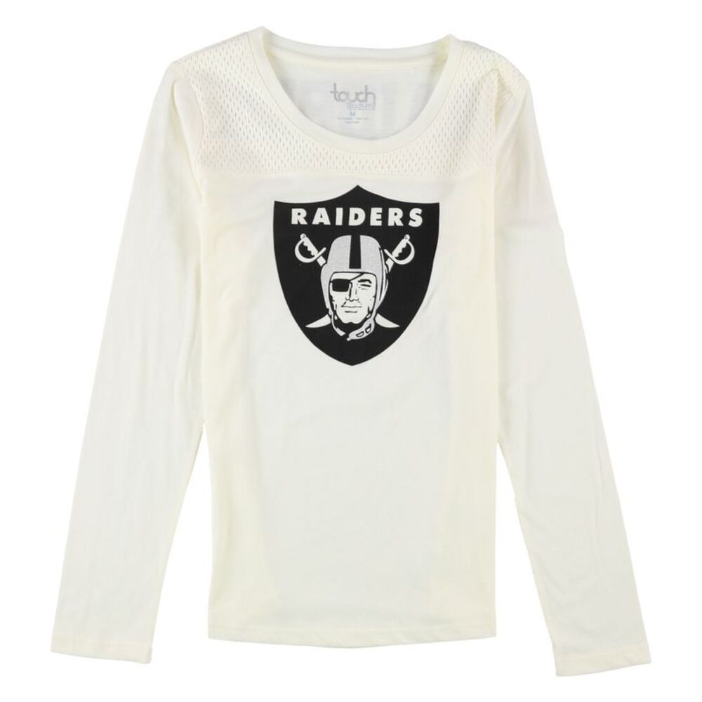 Touch Womens Raiders Logo Graphic T-Shirt, Off-White, L, DM